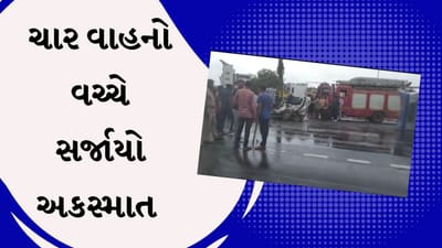 Vadodara Video : જરોદ ચોકડી હાઇવે પર ચાર વાહનો વચ્ચે સર્જાયો અકસ્માત, દંપતીનું ઘટનાસ્થળે મોત Vadodara Video : જરોદ ચોકડી હાઇવે પર ચાર વાહનો વચ્ચે સર્જાયો અકસ્માત, દંપતીનું ઘટનાસ્થળે મોત