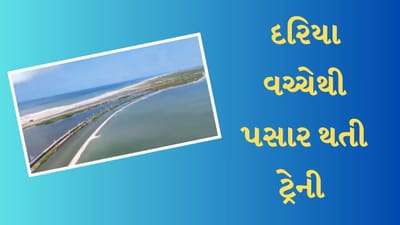 દ્વારકાના દરિયાની વચ્ચેથી પસાર થતી ટ્રેનનો અદભૂદ નજારો, જુઓ Video દ્વારકાના દરિયાની વચ્ચેથી પસાર થતી ટ્રેનનો અદભૂદ નજારો, જુઓ Video