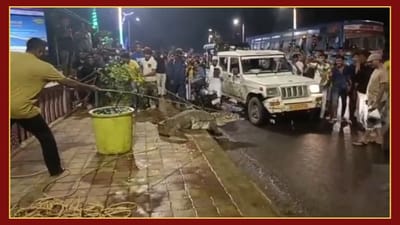 Vadodara News : કાલાઘોડા બ્રિજ પર 10 ફૂટના મહાકાય મગરે કર્યો ટ્રાફિક જામ, 2 દિવસની મહેનત બાદ કરાયુ રેસ્ક્યુ, જુઓ Video