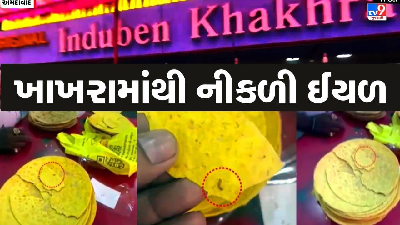 અમદાવાદના પ્રખ્યાત ઇન્દુબેન ખાખરાવાળાના ખાખરામાંથી નીકળી ઈયળ, ગ્રાહકે ઠાલવ્યો રોષ, જુઓ Video