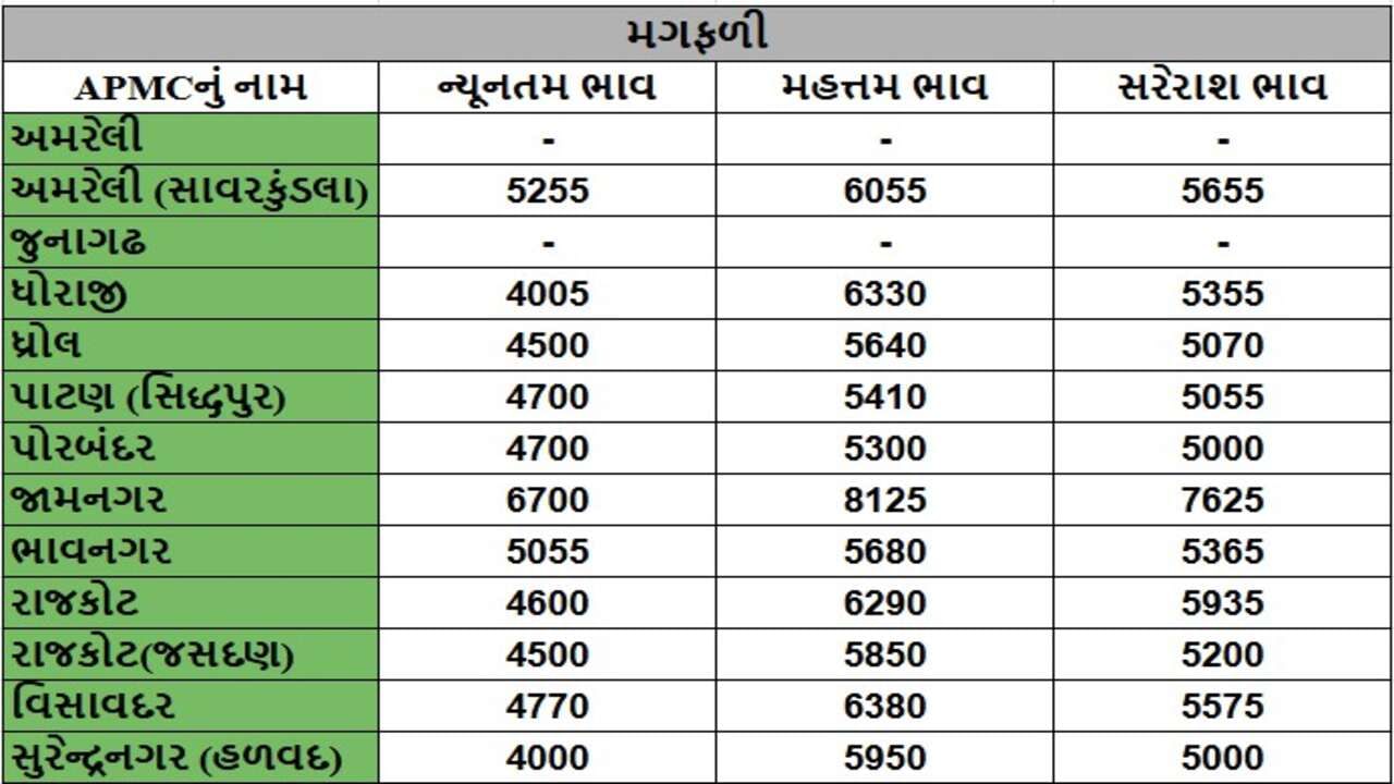 મગફળીના તા.28-11-2024ના રોજ APMCના ભાવ રૂ.4000 થી 8125 રહ્યા.