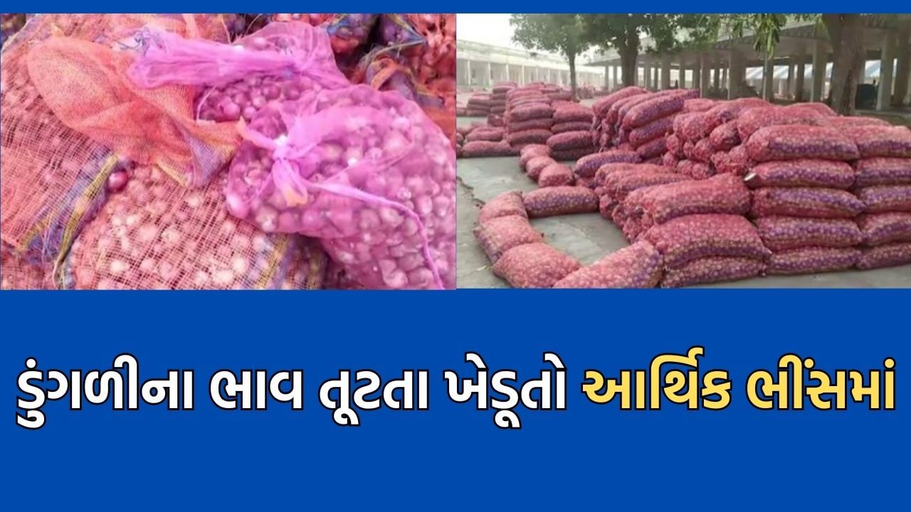 ધોરાજીમાં ડુંગળીના મબલખ આવક છતા ભાવ તૂટ્યા, 800 રૂપિયાના બદલે 150 રૂપિયા ભાવ મળતા ખેડૂતો મુશ્કેલીમાં મુકાયા- Video