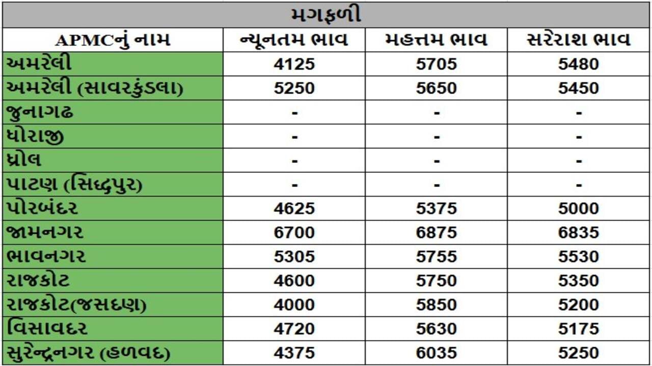 મગફળીના તા.21-01-2025ના રોજ APMCના ભાવ રૂ.4000 થી 6875 રહ્યા.