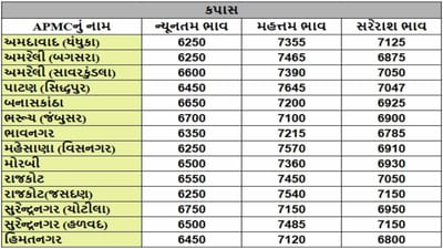 કપાસના તા.18-02-2025ના રોજ APMCના ભાવ રૂ.6250 થી 7645 રહ્યા.