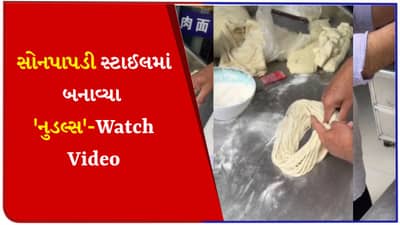 સોનપાપડી સ્ટાઈલમાં બનાવ્યા નુડલ્સ, હાથથી બનાવે છે નુડલ્સ, જુઓ Viral Video