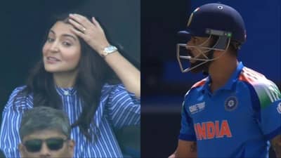 IND vs NZ : વિરાટ કોહલીની વિકેટ જોઈ ચોંકી ગઈ અનુષ્કા શર્મા, માથું પકડી લીધું, જુઓ વીડિયો