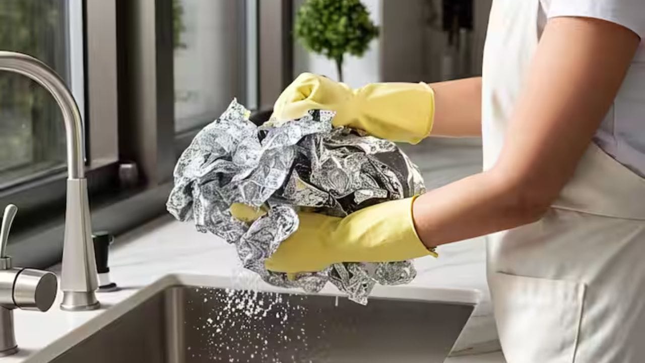 જો એલ્યુમિનિયમ ફોઇલ પેપર પર વિનેગર અથવા બેકિંગ સોડા રેડવામાં આવે તો તમારા સિંકને સાફ કરવું વધુ સરળ બનશે. તેમજ એલ્યુમિનિયમ ફોઇલ ખૂબ જ નરમ હોય છે તેથી તે સિંક પર કોઈ સ્ક્રેચ છોડતું નથી.
