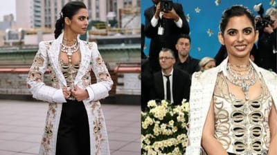 દુનિયાના સૌથી મોટા ફેશન શો 'Met Gala 2025' ના પહેલા દિવસે શાહરૂખ ખાન, દલજીત દોશાન અને કિયારા અડવાણીએ પોતાના લુક્સથી લોકોનું ધ્યાન ખેંચ્યું, પરંતુ મુકેશ અંબાણીની પુત્રી ઈશા અંબાણીએ તો મહેફિલ લૂંટી લીધી.