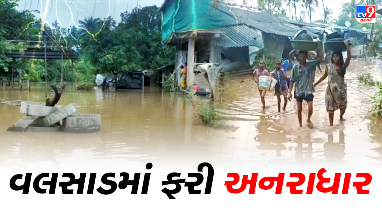 Rain News : વલસાડમાં ધોધમાર વરસાદ વરસ્યો, અનેક વિસ્તારોમાં વીજ પુરવઠો ખોરવાયો, જુઓ Video