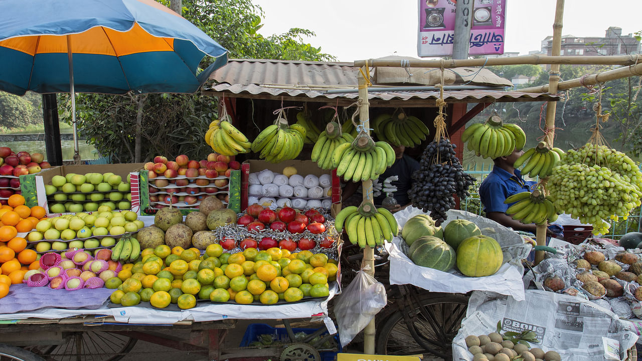 Fruit stand on the street in dhaka city.