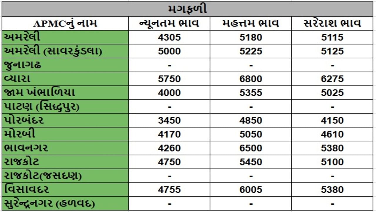 મગફળીના તા.16-05-2025ના રોજ APMCના ભાવ રૂ.3450 થી 6800 રહ્યા.