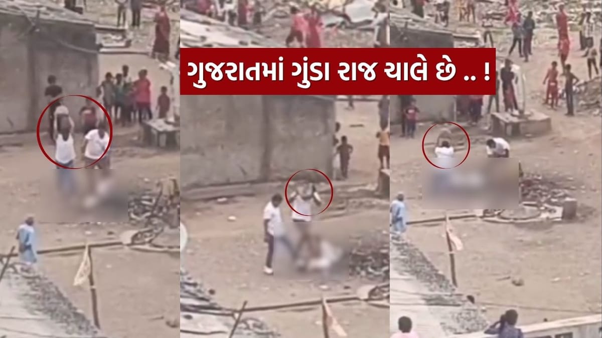 ગુજરાતમાં ગુંડા રાજ ! વાપીમાં લુખ્ખા તત્વો દ્વારા યુવકને જાહેરમાં પથ્થર વડે છુંદી મારવાનો પ્રયાસ, જુઓ Video