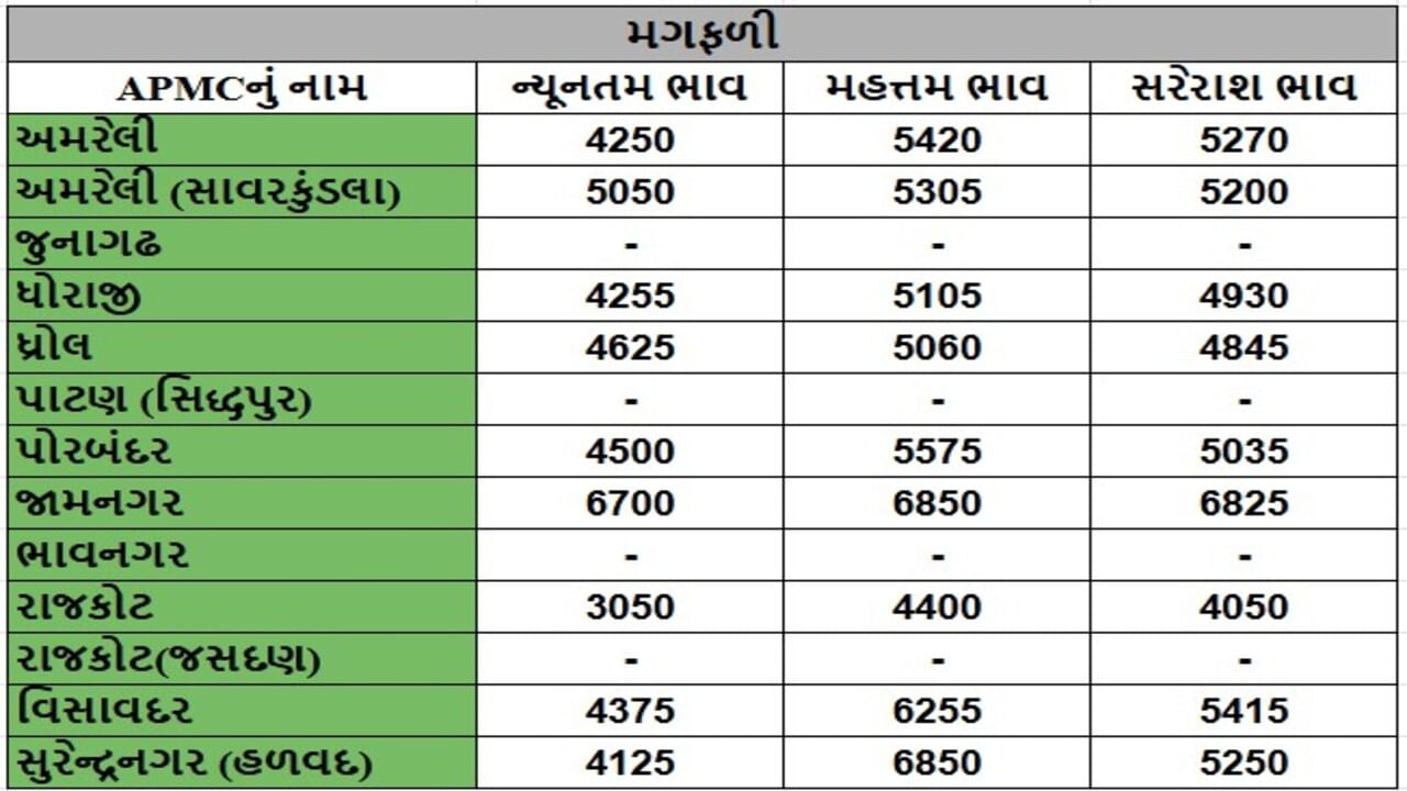 મગફળીના તા.06-06-2025ના રોજ APMCના ભાવ રૂ.3050 થી 6850 રહ્યા.