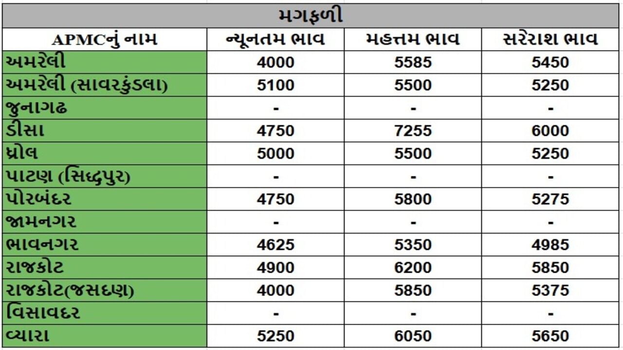 મગફળીના તા.18-06-2025ના રોજ APMCના ભાવ રૂ.4000 થી 7255 રહ્યા.