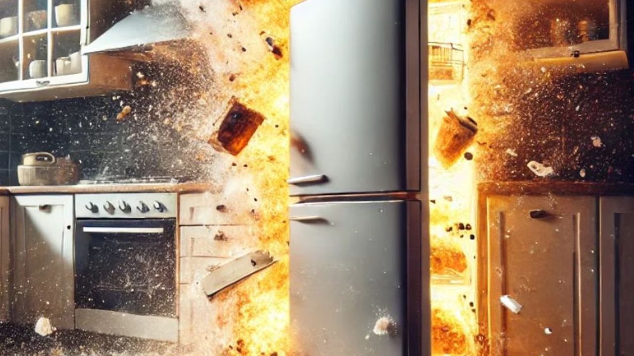 રેફ્રિજન્ટ ગેસનું લીકેજ: ફ્રિજમાં ઠંડક માટે એક ખાસ ગેસ (દા.ત. R-600a) નો ઉપયોગ કરવામાં આવે છે. જો આ ગેસ ક્યાંકથી લીક થાય અને નજીકમાં આગ કે સ્પાર્ક હોય, તો બ્લાસ્ટ થઈ શકે છે.
