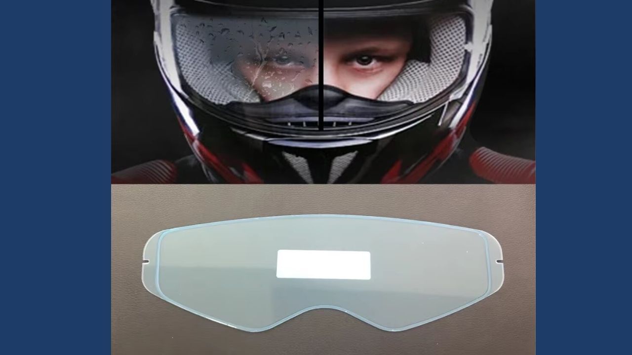 1.એન્ટિ-ફોગ કોટેડ ફિલ્મ: એન્ટી-ફોગ ફિલ્મ એક ખાસ પ્રકારની ફિલ્મ છે જે ફોગ અથવા પાણીના ટીપાને કાચ પર સ્થિર થવા દેતી નથી. આથી તમારા હેલ્મેટ પર પાણી પડતા જ તે કાચને ક્લીયર કરી દેશે અને તમે આગળનું દ્રશ્ય સ્પષ્ટ જોઈ શકશો. આ ફિલ્મ તમને 70 રુપિયાથી લઈને 300 રુપિયા સુધી મળી જશે.