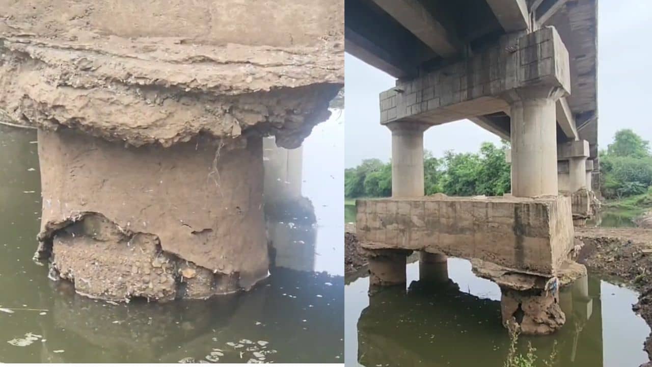 Dahod News : ગુજરાત-મધ્યપ્રદેશને જોડતો મડાવાવ બ્રિજ બિસ્માર, બ્રિજના પાયા ધોવાયા, દીવાલો પર તિરાડો જોવા મળી, જુઓ Video
