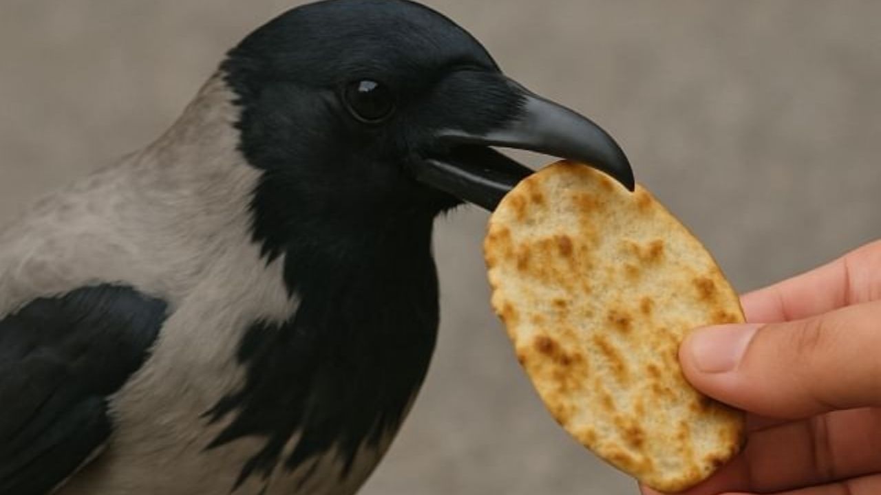 કેટલીક માન્યતાઓ અનુસાર, કાગડાને રોજ રોટલી ખવડાવવાથી દુશ્મનોનો નાશ થાય છે અને વ્યક્તિ પ્રગતિ કરે છે.