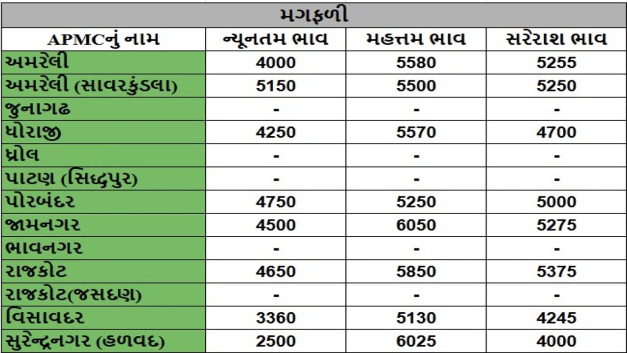 મગફળીના તા.02-07-2025ના રોજ APMCના ભાવ રૂ.2500 થી 6050 રહ્યા.