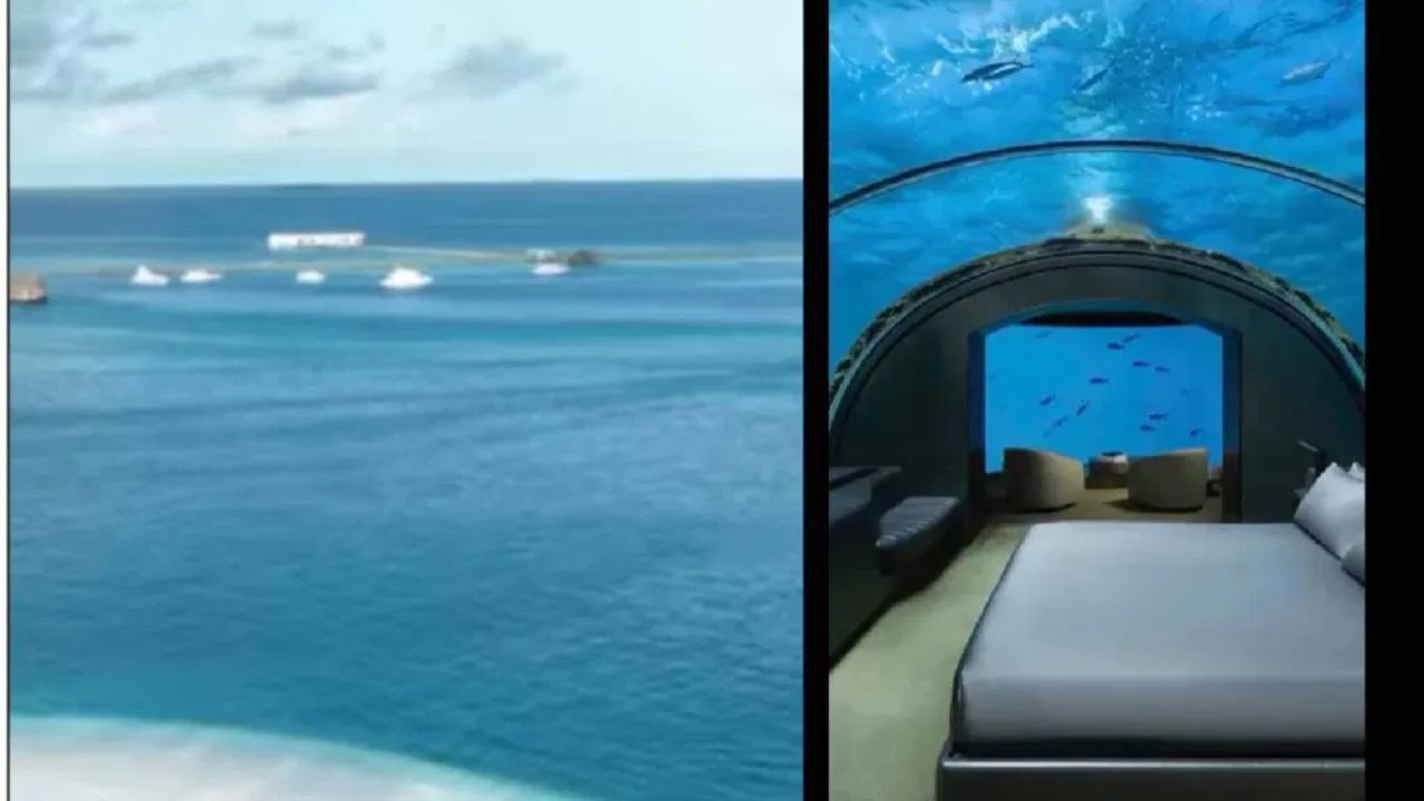 Murka Suite, Conrad Maldives: મુરાકા, કોનરાડ માલદીવમાં આવેલી આ દુનિયાની પહેલી પાણીની અંદરની હોટલ છે. આ હોટલ પ્રવાસીઓ માટે એક ખાસ આકર્ષણ બની છે. અહીં સન ડેક છે અને બે બેડરૂમ છે. આ હોટલનો અડધો ભાગ પાણીની અંદર છે જે દરેક ટુરિસ્ટ માટે એક ખાસ આકર્ષણ છે. અહીં એક રાત્રિનું અંદાજિત ભાડું $60,000 (₹51,85,590) છે.