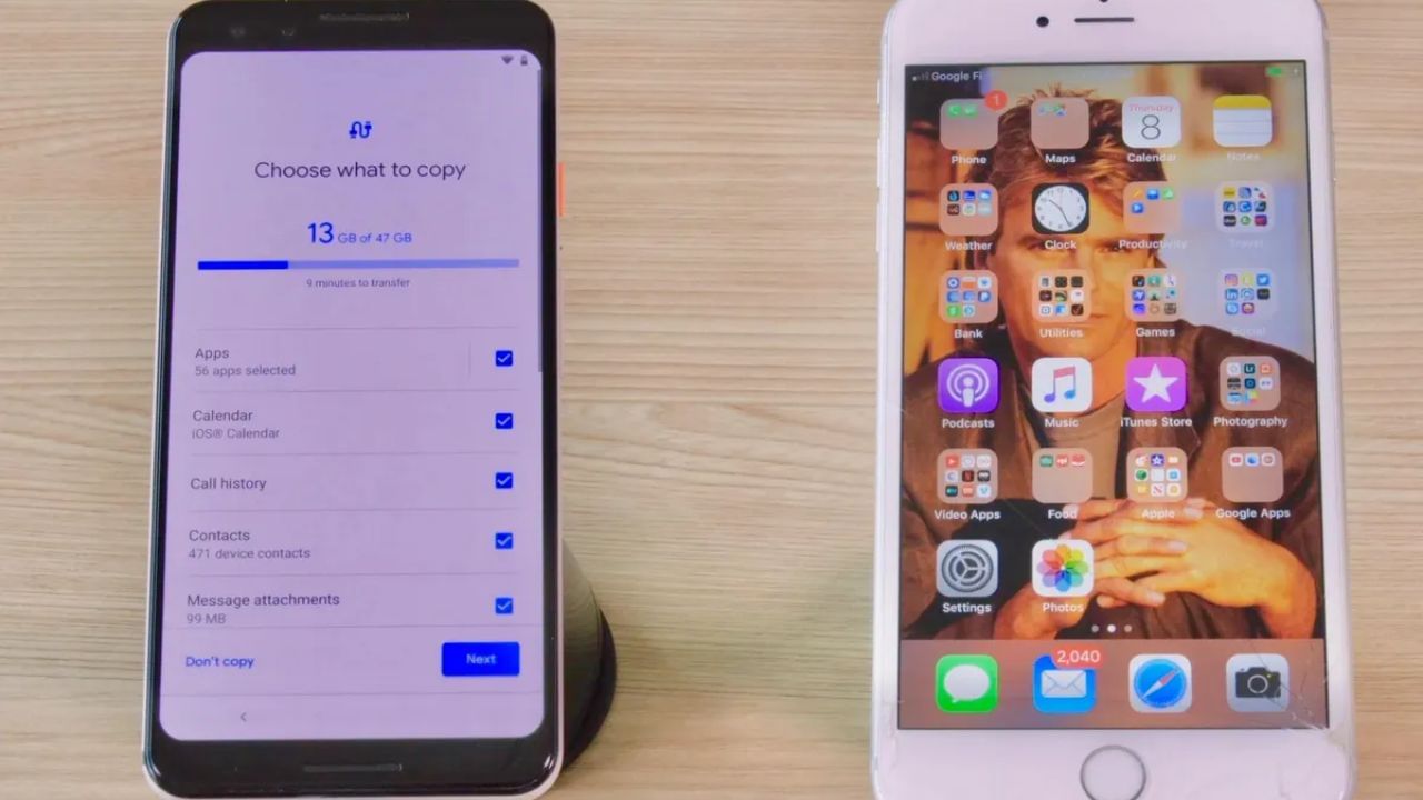 આઇફોનને નવા જેવો સેટ કરો. જ્યારે તમે નવો iPhone ચાલુ કરો છો, ત્યારે તેમાં એપ્સ અને ડેટા નામની સ્ક્રીન દેખાશે. ત્યાં Move Data from Android નો વિકલ્પ પસંદ કરો.