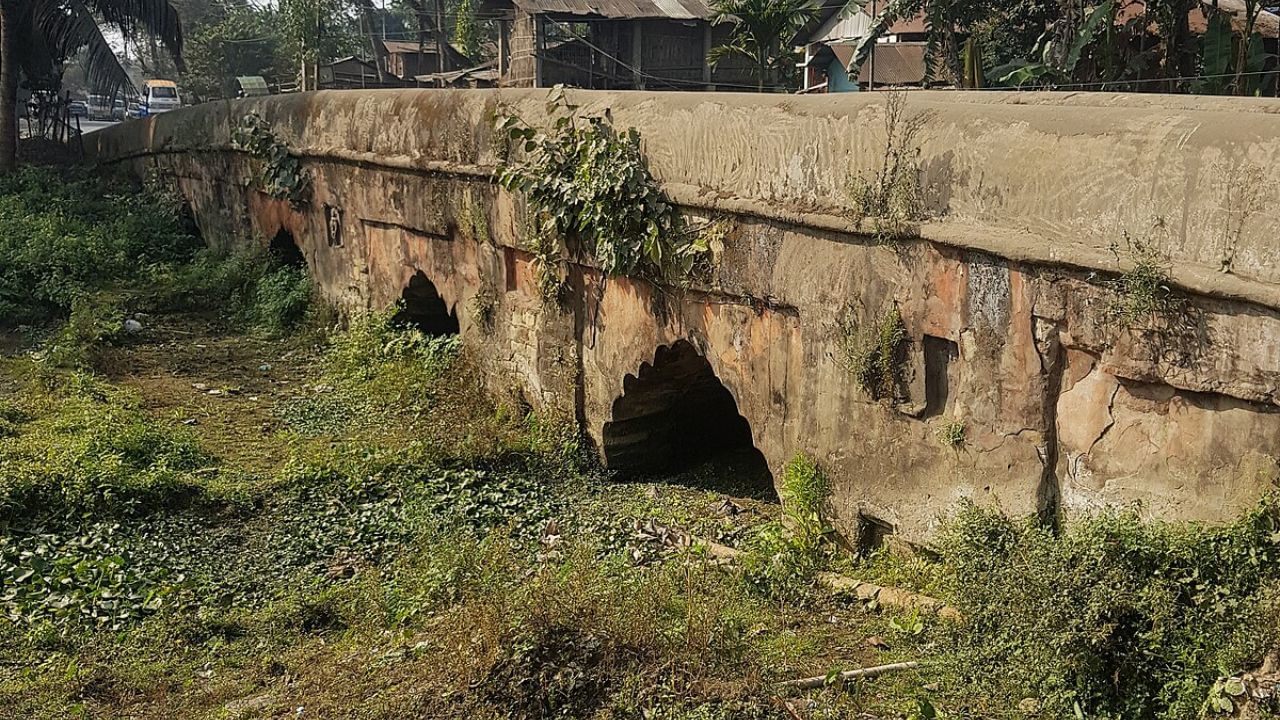 નામદંગ પુલ: આસામમાં 1703માં બનેલો આ પુલ એક જ પથ્થરથી બનેલો છે અને હજુ પણ હળવા વાહનો માટે ઉપયોગમાં છે.