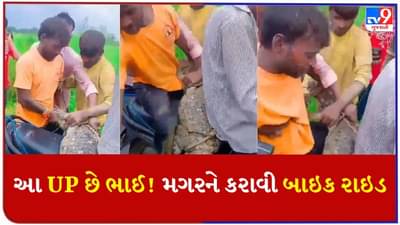 Viral Video : આ UP છે ભાઈ ! પૂરમાં મગર તણાઈને આવ્યો, છોકરાએ કરાવી બાઈકની સવારી