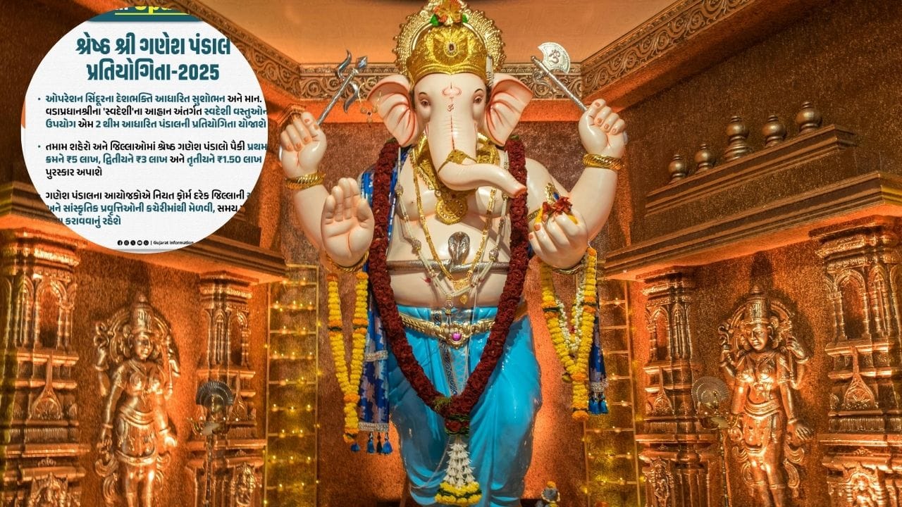 અમદાવાદ, સુરત, વડોદરા અને રાજકોટ મહાનગરોમાં શ્રેષ્ઠ ત્રણ ગણેશ પંડાલોને પુરસ્કૃત કરવામાં આવશે.ચાર મહાનગરો સિવાયના 29 જિલ્લાઓમાં પણ શ્રેષ્ઠ ત્રણ ગણેશ પંડાલોને પુરસ્કાર અપાશે.