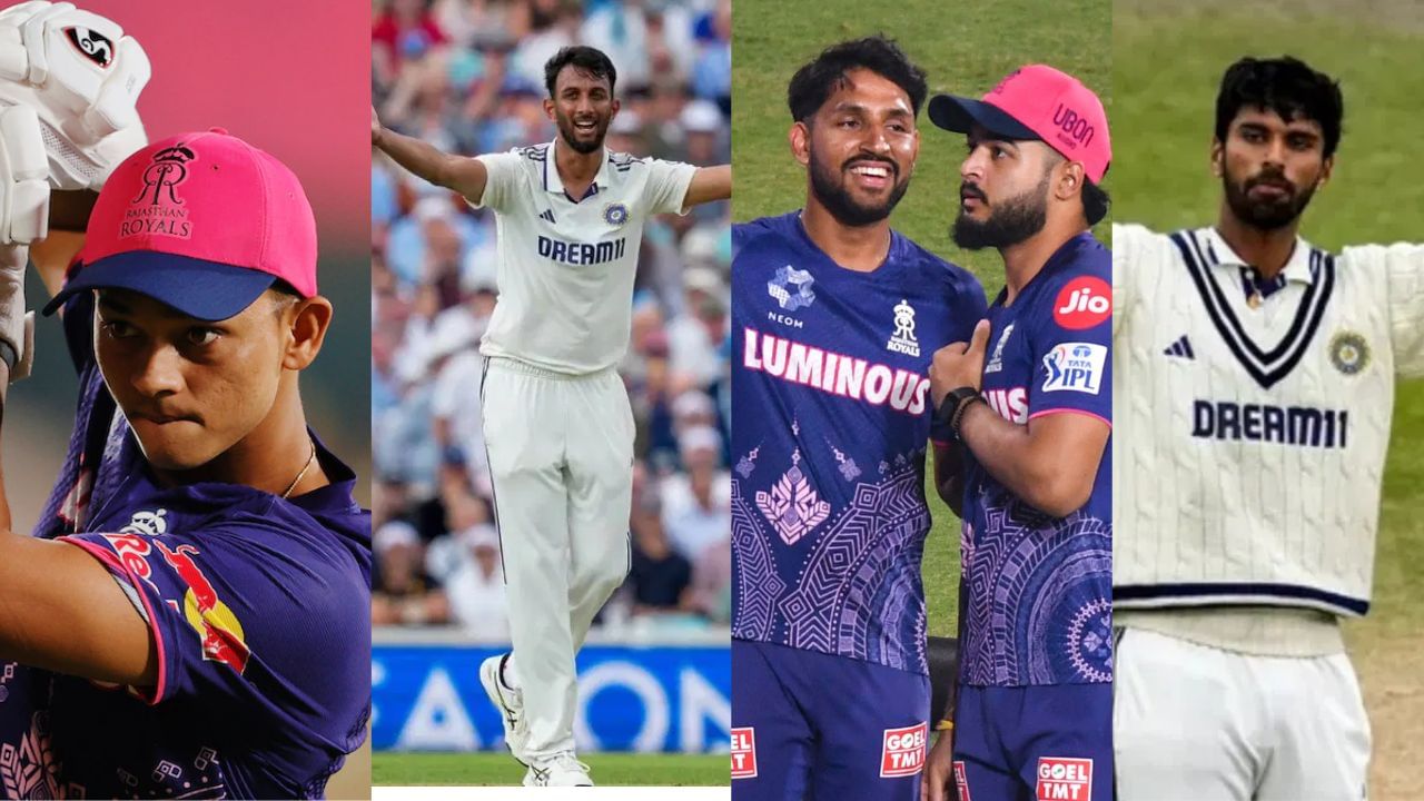 ધ્રુવ જુરેલ, પ્રસિદ્ધ કૃષ્ણા, યશસ્વી જયસ્વાલ, વોશિંગ્ટન સુંદર અને રિયાન પરાગને સ્ટેન્ડબાય પર રાખવામાં આવ્યા છે. (All Photo Credit : PTI / GETTY)