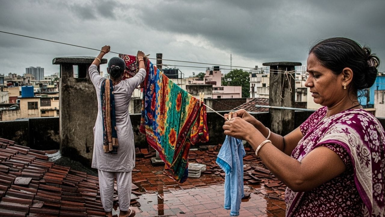 મહિલાઓ કપડાં સૂકવતા પહેલા સારી રીતે નિચોવતી નથી, જેના કારણે તેજ પવન સાથે ઉડતી ધૂળ તે ભીના કપડાં પર ચોંટી જાય છે. આવી સ્થિતિમાં ગંદકીને કારણે આ કપડાં ગંદા લાગે છે. મહિલાઓએ તેજ પવનમાં સારી રીતે નિચોવીને કપડાં સૂકવવા જોઈએ.