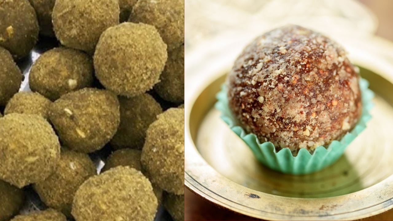 ૫ મિનિટ પછી, તેને એક મોટા વાસણમાં કાઢીને ઠંડુ થવા માટે રાખો, જ્યારે તે થોડું ઠંડુ થાય, ત્યારે તેમાં થોડી ખજૂરની પેસ્ટ, થોડો ગોળની પેસ્ટ, સૂકા ફળો અને એલચી પાવડર ઉમેરો અને સારી રીતે મિક્સ કરો.