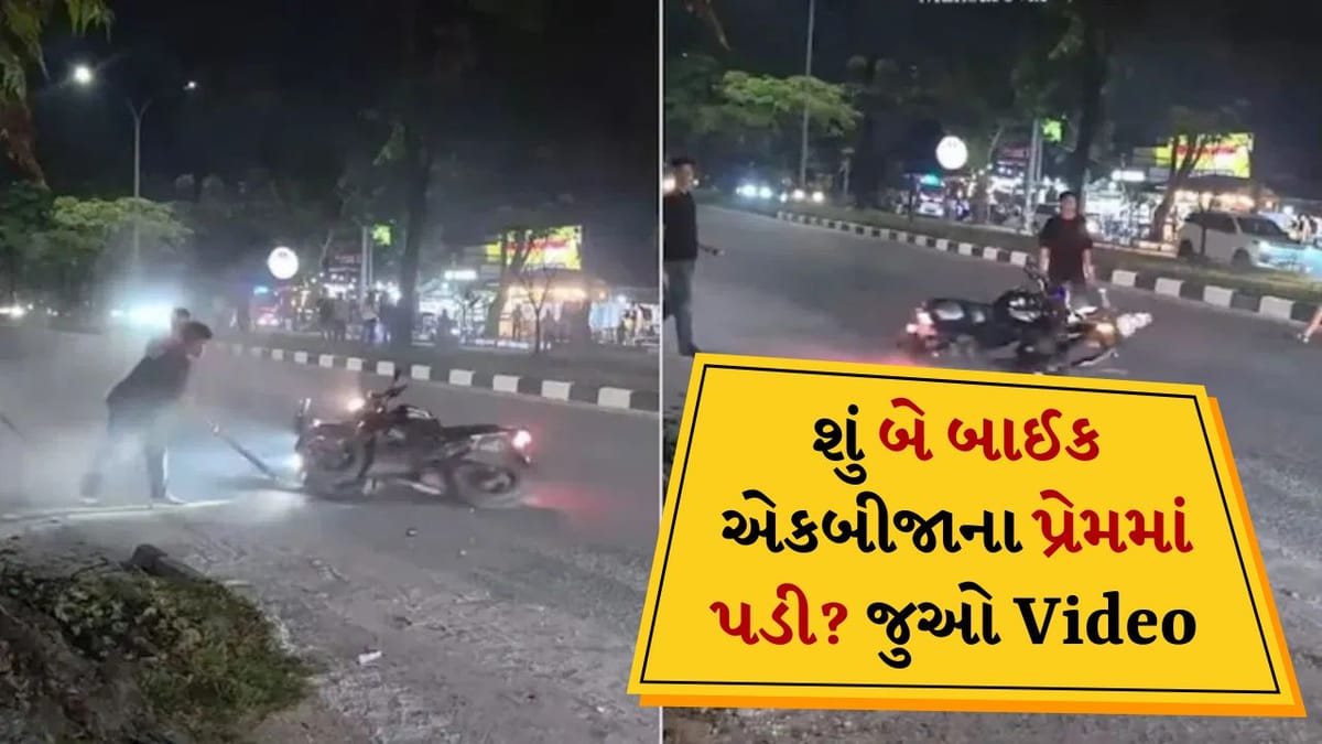 રસ્તા પર એક્સિડન્ટનો અનોખો નજારો જોવા મળ્યો, બાઈક બની ગઈ 'દિવાળીની ચકરી', જુઓ Viral Video