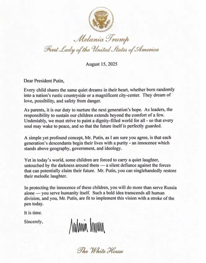 melania trumps letter