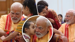 દેશભરમાં રક્ષાબંધનની ઉજવણી, PM મોદીને સ્કૂલની બાળાઓએ રાખડી બાંધી, ફોટો કરાવ્યા ક્લિક