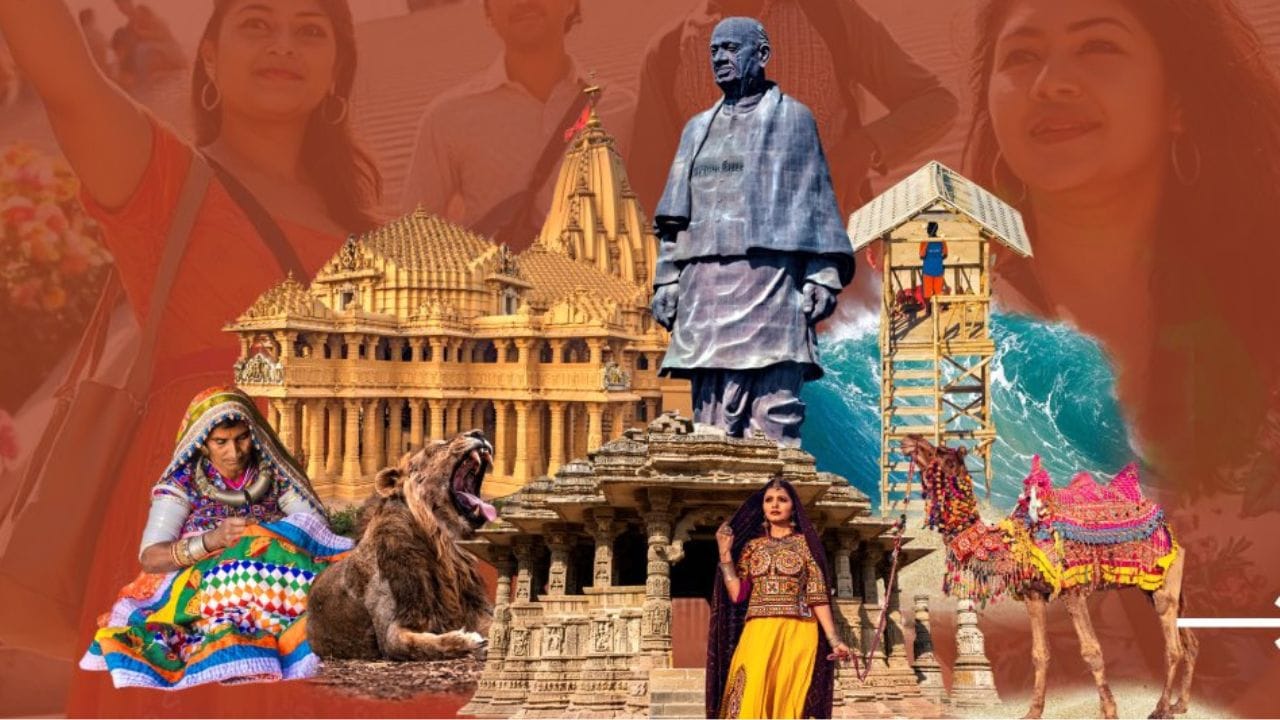 ગુજરાતમાં, તમે ચાંપાનેર પાવાગઢ પુરાતત્વીય ઉદ્યાન, લાલગઢ મહેલ અને સંગ્રહાલય, રાણી કી વાવ, ધોળાવીરા, દ્વારકાધીશ મંદિર, સોમનાથ મંદિર, મોઢેરા સૂર્ય મંદિર, અક્ષરધામ મંદિર (ગાંધીનગર), રુક્મિણી દેવી મંદિર, દીવ, નિરાલા અને પિરોટન ટાપુઓ, ગિરમાલ ધોધ, સાપુતારા, મરીન નેશનલ પાર્ક, ગીર નેશનલ પાર્ક, બ્લેકબક નેશનલ પાર્ક, વાંસદા નેશનલ પાર્ક, થોલ લેક બર્ડ સેન્ચ્યુરી, દ્વારકા બીચ અને શિવરાજપુર બીચ જેવા સુંદર અને મનોહર સ્થળોની મુલાકાત પણ લઈ શકો છો.