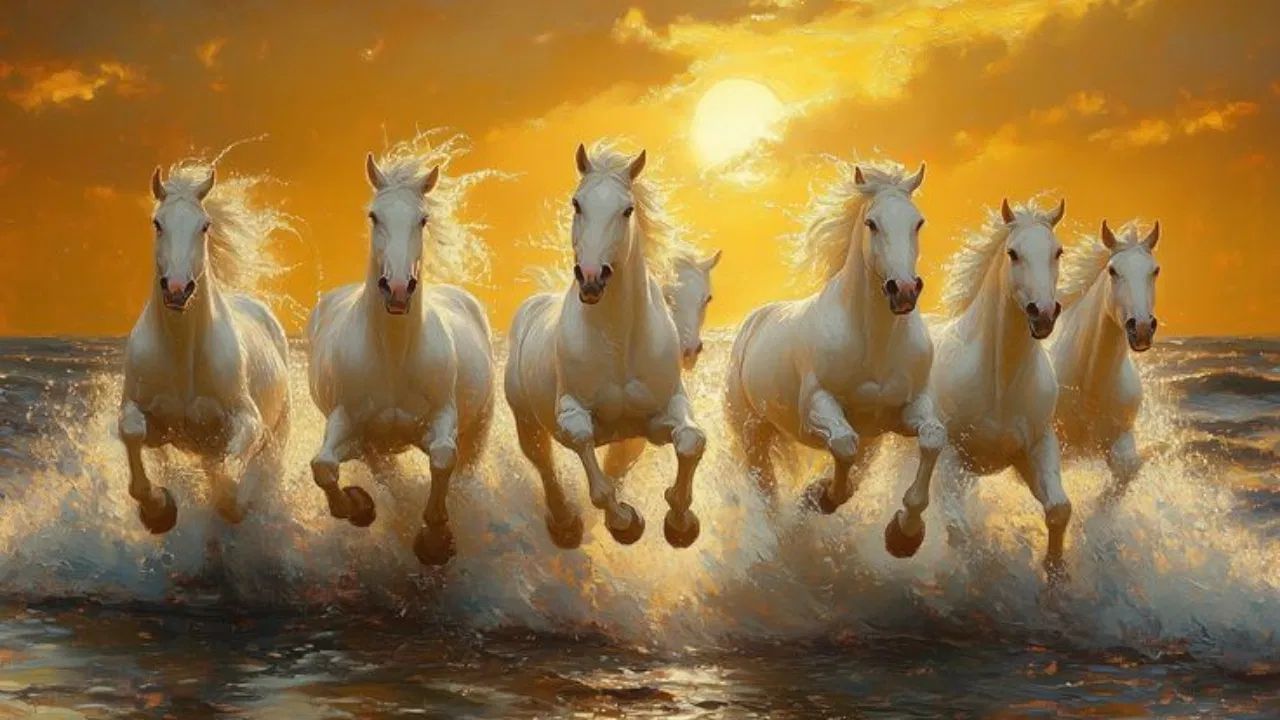 વાસ્તુ અનુસાર, ઘરમાં દોડતા ઘોડાનું ચિત્ર લગાવવાથી નાણાકીય સમસ્યાઓ દૂર થાય છે અને નાણાકીય લાભના નવા રસ્તા ખુલે છે. સાત ઘોડાનું ચિત્ર લગાવવાથી કારકિર્દીમાં વૃદ્ધિ થાય છે અને સમાજમાં માન-સન્માન વધે છે.