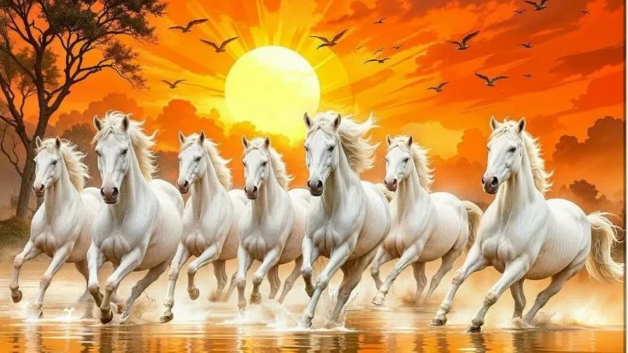 વાસ્તુશાસ્ત્રમાં, સાત દોડતા ઘોડાઓને સફળતા, પ્રગતિ, વિજય અને સમૃદ્ધિનું પ્રતીક માનવામાં આવે છે. ઘરમાં 7 ઘોડાઓનું ચિત્ર લગાવવાથી કારકિર્દી, વ્યવસાય અને પારિવારિક જીવનમાં સકારાત્મક પરિવર્તન જોવા મળે છે.