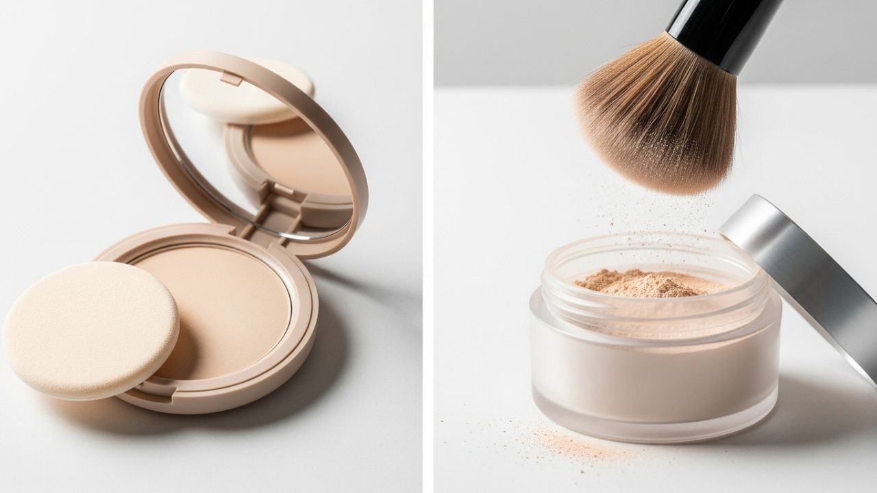 લૂઝ પાવડર: આ એક હળવો પાવડર છે જે બારીક ટેક્સચર ધરાવે છે. તે મેકઅપને સેટ કરવામાં મદદ કરે છે અને નરમ, એર-બ્રશ ફિનિશ આપે છે. તેનો ઉપયોગ કપાળ, ટી-ઝોન અને દાઢી જેવા ઓઈલી વિસ્તારો પર બેસ્ટ રીતે કરવામાં આવે છે. તે કન્સિલર અને ફાઉન્ડેશન સાથે સારી રીતે ભળી જાય છે, જે મેકઅપને લાંબા સમય સુધી ટકી રહેવામાં મદદ કરે છે.