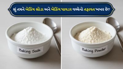 Difference between baking soda and baking powder: બેકિંગ સોડા અને બેકિંગ પાવડર બે ઘટકો છે જે ખૂબ સમાન દેખાય છે. તેમનો રંગ, પોત અને સ્વાદ પણ સમાન છે. બેકિંગ સોડાનો ઉપયોગ ચણા, રાજમા અને ચણા જેવી વસ્તુઓને ઝડપથી રાંધવા માટે થાય છે. મોટાભાગના લોકો આ રીતે બેકિંગ સોડાનો ઉપયોગ કરે છે. જો કે ક્યારેક લોકો મૂંઝવણમાં પડી જાય છે અને બેકિંગ સોડાને બદલે બેકિંગ પાવડરનો ઉપયોગ કરે છે.
