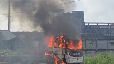 Surat : માંડવી કિમ રોડ પર ટ્રકના કેબિનમાં લાગી ભીષણ આગ, ટ્રક બળીને ખાખ, આસપાસ અફરાતફરીનો માહોલ, જુઓ Video