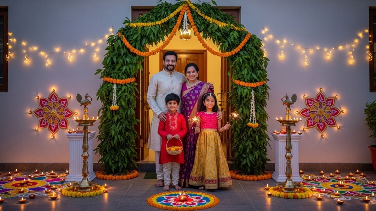 સકારાત્મક ઉર્જા અને તણાવ રાહત: આંબાના પાંદડાનો લીલો રંગ માનસિક શાંતિ અને સકારાત્મકતાને પ્રોત્સાહન આપે છે. વૈજ્ઞાનિક રીતે, લીલો રંગ આંખોને આરામ આપીને તણાવ ઘટાડવામાં મદદ કરે છે.