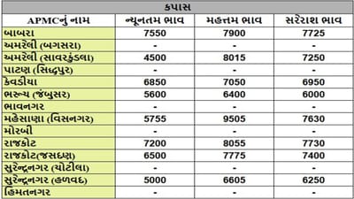 કપાસના તા.02-09-2025ના રોજ APMCના ભાવ રૂ.4500 થી 9505 રહ્યા.