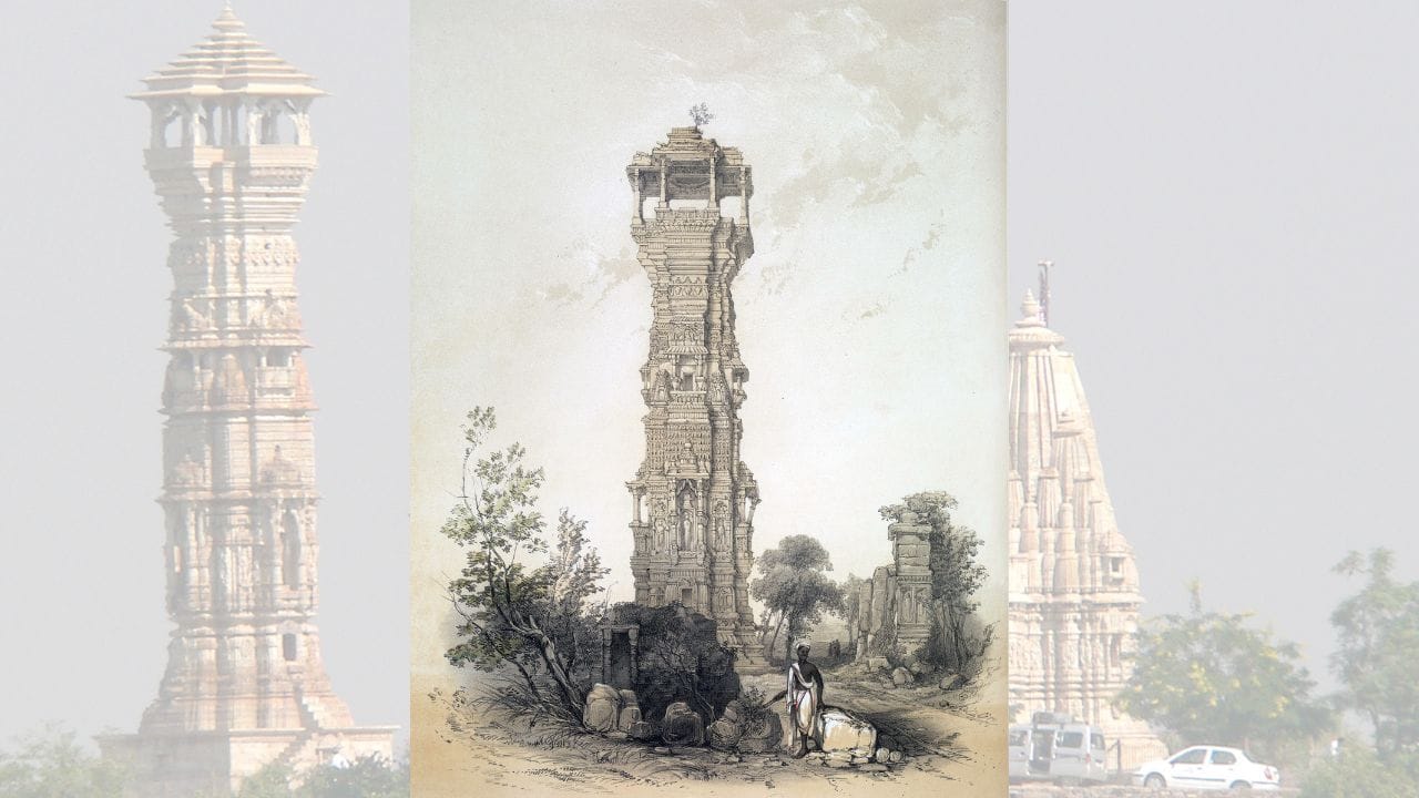 કીર્તિ" શબ્દનો અર્થ છે યશ, પ્રસિદ્ધિ કે ગૌરવ. "સ્તંભ" એટલે પિલર/મિનાર. એટલે કે કીર્તિ સ્તંભનું નામ એના ધાર્મિક મહિમા અને પ્રસિદ્ધિ દર્શાવવા માટે રાખવામાં આવ્યું. આ સ્તંભ મુખ્યત્વે જૈન ધર્મ અને ખાસ કરીને પ્રથમ તીર્થંકર ભગવાન આદિનાથ (ઋષભદેવ)ની કીર્તિને અમર કરવા માટે બનાવાયો હતો. (Credits: - Wikipedia)