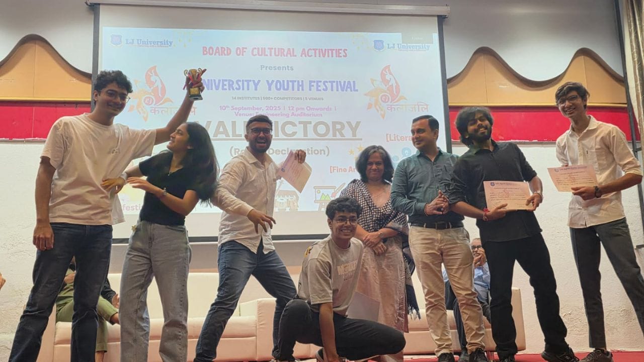 એલ.જે. ઇન્સ્ટિટ્યૂટ ઑફ ફાર્મસી (એલજીઆઇપી) ના વિદ્યાર્થીઓએ ઉત્તમ પ્રદર્શન કરીને વિવિધ કેટેગરીમાં પ્રથમ, દ્વિતીય અને તૃતીય સ્થાન પ્રાપ્ત કર્યા હતા. કુલ 17 સબકેટેગરીઓમાં વિદ્યાર્થીઓએ ટ્રોફી જીતીને પોતાની પ્રતિભા અને મહેનત સાબિત કરી હતી.