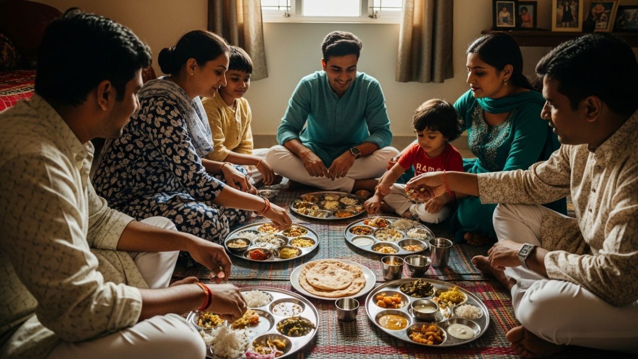 वास्तु शास्त्र के अनुसार, दक्षिण दिशा की ओर मुख करके भोजन करना अशुभ माना जाता है। यह दिशा यमराज और मृत्यु से जुड़ी है, इसलिए माना जाता है कि इस दिशा में भोजन करने से जीवन में कठिनाइयाँ, बाधाएँ और नकारात्मक ऊर्जा का प्रभाव बढ़ सकता है। साथ ही, दक्षिण दिशा में भोजन करने से स्वास्थ्य पर भी नकारात्मक प्रभाव पड़ सकता है। (साभार: AI जनरेटेड)