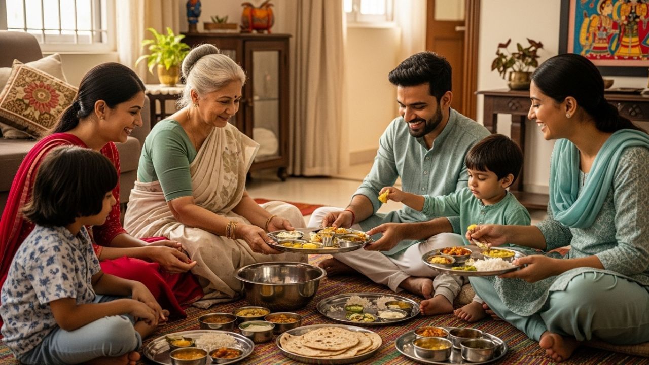 वास्तु शास्त्र में दिशाओं को विशेष महत्व दिया जाता है, खासकर भोजन के लिए सही दिशा चुनने में। सही दिशा में बैठकर भोजन करने से जीवन में सकारात्मक ऊर्जा का प्रवाह बढ़ता है और स्वास्थ्य, समृद्धि और सफलता प्राप्त करने में मदद मिलती है। (नोट: TV9 किसी भी तरह से अंधविश्वास को बढ़ावा नहीं देता है। यह रिपोर्ट केवल धार्मिक मान्यताओं और प्रचलित मान्यताओं, रीति-रिवाजों के आधार पर प्रस्तुत की गई है।) (साभार: AI जेनरेटेड)
