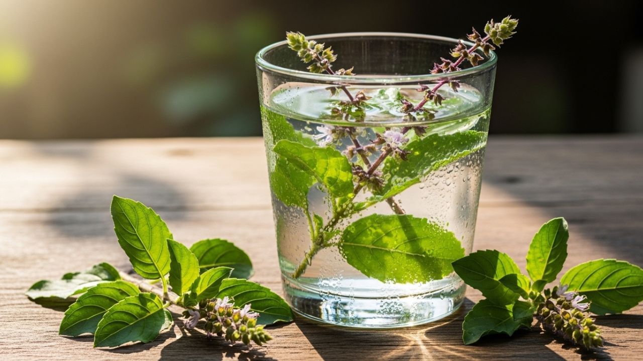 તુલસીનું પાણી હૃદયના સ્વાસ્થ્ય માટે ફાયદાકારક છે અને તણાવ ઘટાડે છે. આ ઉપરાંત તુલસીનું પાણી પીવાથી ત્વચાની ચમકમાં વધારો કરે છે. તેમજ નિયમિત સેવન કરવાથી ત્વચા નિખરે છે.