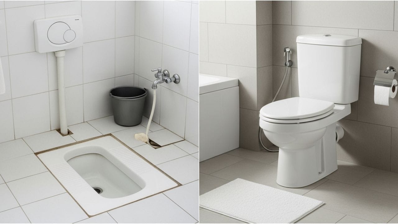 બેઠકની મુદ્રા અને પાચન - ઈન્ડિયન ટોઈલેટનો ઉપયોગ કરતી વખતે, ઉભડક બેસવું પડે છે, જે કુદરતી રીતે આંતરડાને દબાણ આપે છે અને મળત્યાગની ગતિને સરળ બનાવે છે. આ કોલોન ખાલી કરવામાં મદદ કરે છે. આ ટોઈલેટનો ઉપયોગ કરવાથી કબજિયાત અને હરસનું જોખમ ઓછું થાય છે. બીજી બાજુ, વેસ્ટર્ન ટૉઇલેટમાં તમારે સીધા બેસવું પડે છે, જે મળત્યાગમાં ગતિમાં સંપૂર્ણપણે મદદ કરતું નથી.