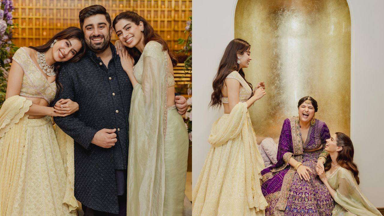 જાહ્નવી અને ખુશી કપૂરે પણ તેમના ભાવિ ભાઈ-ભાભી સાથે પોઝ આપ્યો. ત્રણેયે સાથે પોઝ આપ્યો.