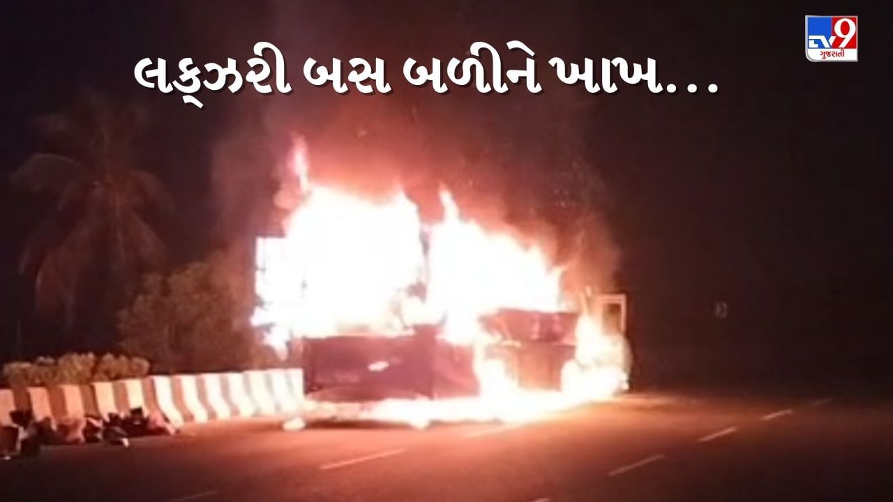 Kheda : પાવાગઢથી બાવળા જતી લક્ઝરી બસમાં લાગી ભીષણ આગ, આગ લાગવાનું કારણ અકબંધ, જુઓ Video
